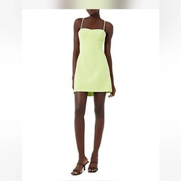 French Connection Whisper Sweetheart Neck Mini Dress In Sharp Green - Picture 1 of 5